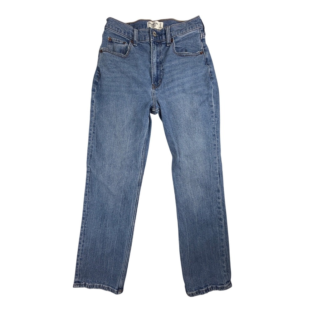 Abercrombie Ankle Straight Jeans Womens 27 Ultra High Rise Distressed Hem